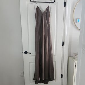 Elegant Brown Satin Gown